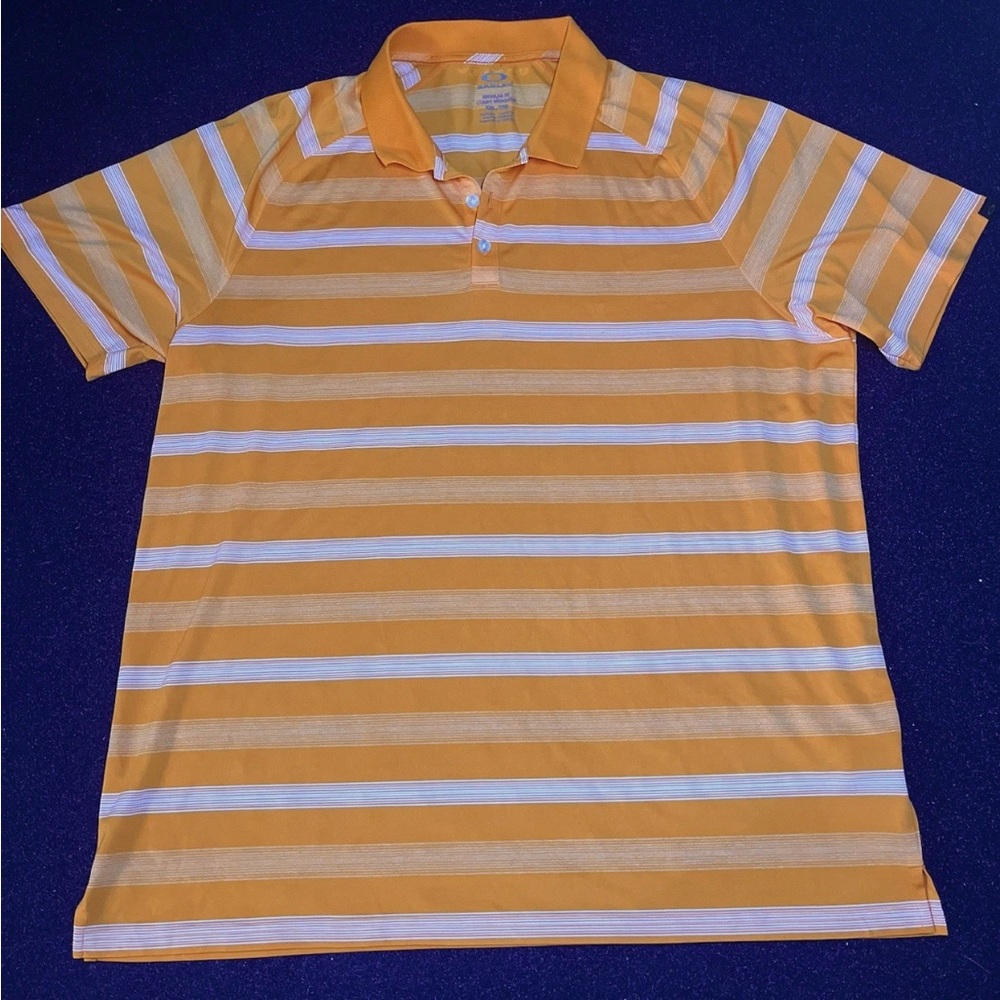 Oakley Orange and White Striped Polo Shirt